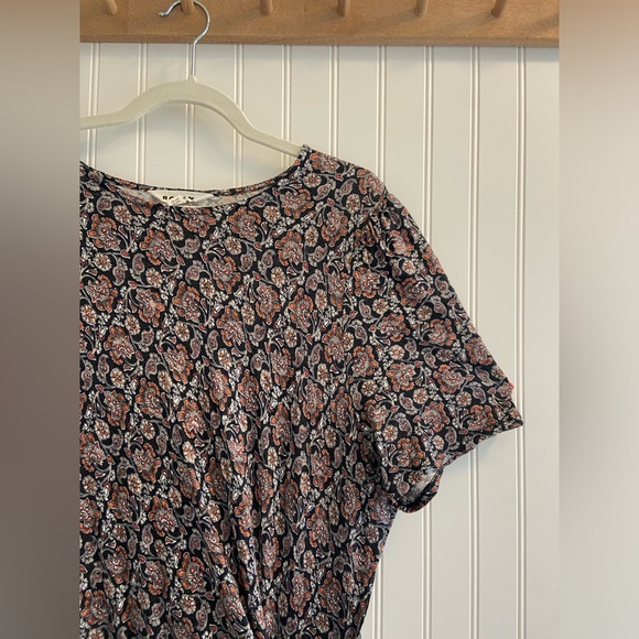 Boden Tie Front Midi Dress Short Sleeve Black Floral Paisley All Over Print 20R - Picture 5 of 14